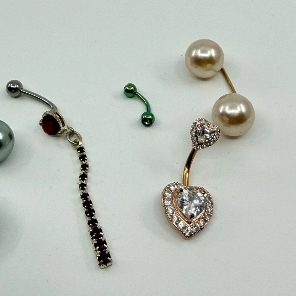 Lot of 5 Trendy Dangle Belly Button Rings Aesthetic Navel Piercings